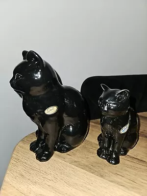 Buy Vintage Sylvac Black Lucky Cat Pair 7  &  5  England 1086 1087 Original Labels • 12.99£