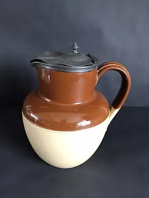 Buy Langley Ware Stoneware Water Jug With Pewter Lid Flowers Country Decor • 13.50£