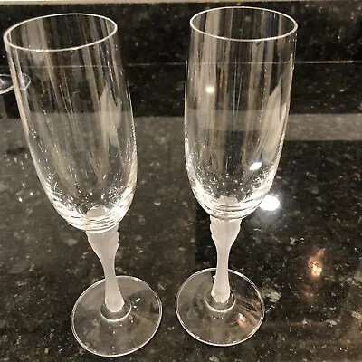 Buy Vintage Mikasa Firenze Frosted Stem Champagne Glasses Set Of 2 • 18.10£