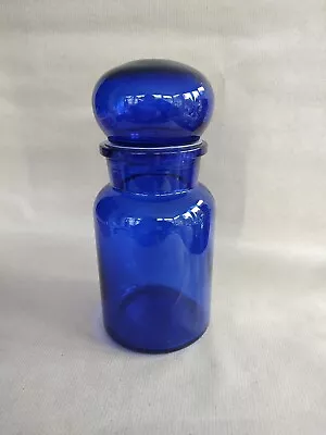 Buy Vintage 70s Belgian Glass Apothecary Storage Jar Bubble Top Cobalt Blue 9  Tall • 15£