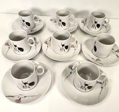 Buy Thomas Germany Floral Thin Coffee Expresso Cups And Saucers Set Of 8 • 29.99£