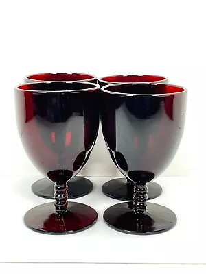 Buy Set Of 4 Anchor Hocking Royal Ruby Red Monarch Ball Stem Drinking Goblets 5 1/4  • 25.88£
