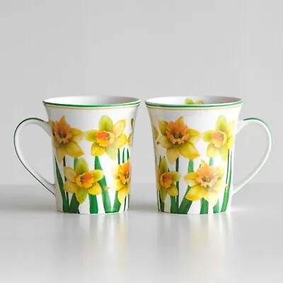 Buy 2 Fine China Daffodil Mugs Gift Boxed Floral Flower  Present Mug Set Coffee Tea • 11.99£