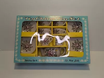 Buy Vintage Porcelain Toy China Tea Set  13 Pieces Original Box Floral Flowers Japan • 15.18£