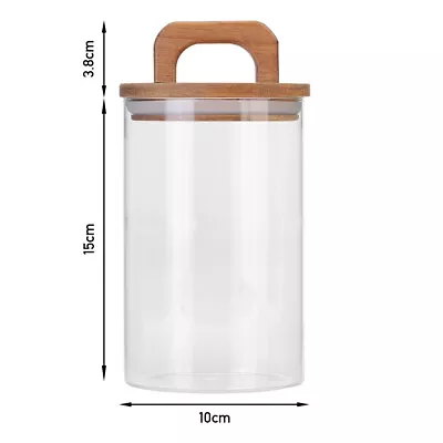 Buy Glass Storage Jar With Wooden Handle Lids Modern Kitchen Food Cookie Biscuit Pot • 6.95£
