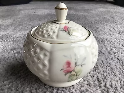 Buy Vintage Donegal China Irish Parian Rose  Basketweave Design China Sugar Bowl . • 10£