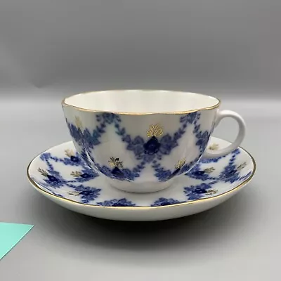 Buy Lomonosov Porcelain Evening Time Tea Cup & Saucer Set White Blue Hand Painted D • 34.52£