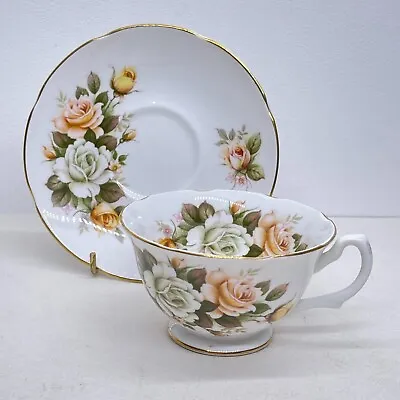 Buy Royal Grafton Teacup & Saucer Set - Fine Bone China Rose Floral & Gold Gilt :H1 • 19.99£
