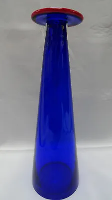 Buy Orrefors Sweden Cobalt Blue Vase W/Red Ring By Erika Lagerbielke - 13  • 150.56£