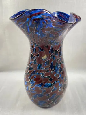 Buy 2007 Frost Studio Art Glass Vase Signed And Dated Handblown Ruffled Top • 46.31£