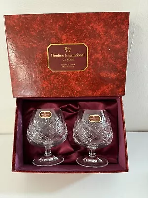 Buy Doulton International Finest Cut Crystal Hellene Schooner Brandy Glasses X2(Sto) • 9.99£