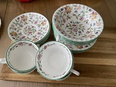 Buy Minton Haddon Hall Tea Cups, Saucers, Bowls And Side Plates Excellent Condition • 19.99£