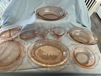 Buy Vintage Pink Depression Glassware - 8 Pieces • 61.52£