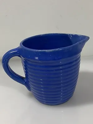 Buy Antique Stoneware Pottery Ribbed Banded Blue GlazeBatter Milk Pitcher • 33.21£
