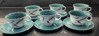 Buy Vintage 6 X Denby Greenwheat Tea Cups And Saucers Set • 25£