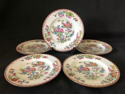 Buy ANTIQUE SET OF 5 X 6.25  MINTON COCKATRICE CHINA HAND PAINTED PLATES • 9.99£