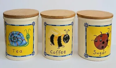 Buy Vintage TG Green Pottery Cloverleaf Tea Coffee Sugar Jar Caddy Set • 29.95£