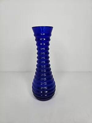 Buy Vintage Cobalt Blue Glass Ribbed Beehive Bud Vase 6.75 Inches Tall • 14.34£