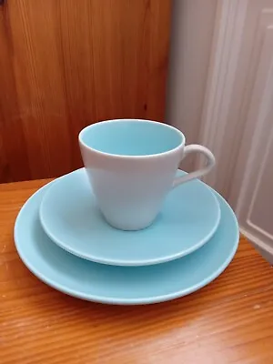 Buy Poole Pottery Twin Tone, Blue & Dove Grey, Cup, Saucer & Plate Trio • 4.99£