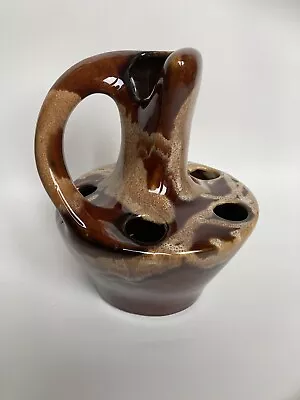 Buy Vintage Kad-Yad Israeli Studio Pottery Brown Drip Glaze Asymmetrical Vase 124 • 12.50£