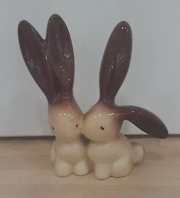 Buy Pair Of Porcelain Ceramic Kissing Rabbits Glazed Animals Figurine Ornament • 10£