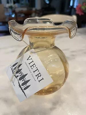 Buy NEW VIETRI Hibiscus Italian Glass Amber Bud Vase • 42.52£