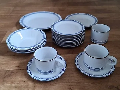 Buy Hornsea Pottery  Danube  Pattern Blue White - 19 Piece Breakfast Set Cups Bowls • 69.95£