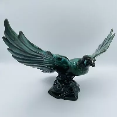 Buy Blue Mountain Pottery Soaring Eagle 14 Inch Wing Span Green Black Glaze BMP MINT • 45.43£