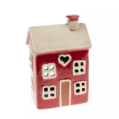 Buy Village Pottery Tealight Candle Holder Red Heart House Ornament Gift • 15.07£