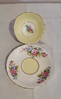 Buy Paragon Yellow On Yellow Tea Cup/Saucer Double Warrant Bouquet Gold Trim • 48.18£