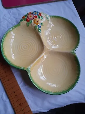 Buy Serving Dish Carlton Ware Crown Devon Yellow Green Art Deco Floral For Nuts Etc • 15£