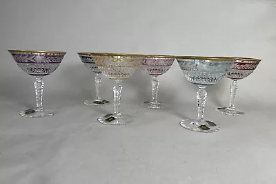 Buy 6 Bohemian Style Cut To Clear Champagne Glasses By E & R Golden Crown • 244.77£