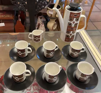Buy Mid Century J&G Meakin Studio Pottery Maori Pattern Coffee Set • 45£