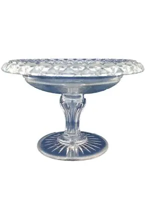 Buy Turn Over Rim Cut Glass Bowl Comport Round Base Antique Victorian C 1850 • 75£