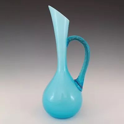 Buy Empoli 1970's Italian Blue Retro Cased Glass Jug / Vase • 45£