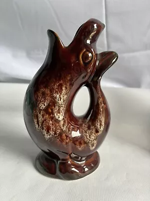 Buy Kernewek Pottery Cornwall Treacle Brown Seal/Fish Gluggle Glug Jug Vase • 9.99£