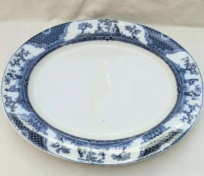Buy Vintage  Nankin  Old Willow Pattern Meat Platter/Serving Dish Blue White Large • 59.99£