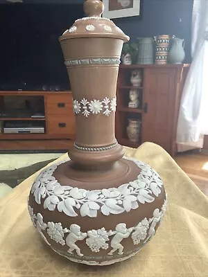 Buy Doulton Lambeth Silicon Genie Jug Vase Bottle With Lid  10.5” Brown • 83.44£