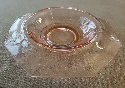 Buy Vintage Pink Depression Etched Floral Design  Rolled Edge Glass Bowl 🩷 • 13.51£