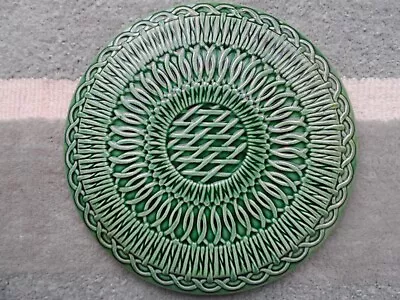 Buy Vintage GIEN Pottery Green Basket Weave Majolica 10  Serving Platter • 12.50£