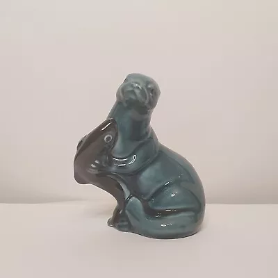 Buy Poole Pottery Otter With Fish Blue  Decorative Ornament Vintage Devon  Uk • 10£