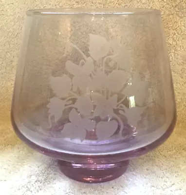 Buy Vintage Caithness Glass Flower  Vase/bowl.lilac  Colour Engraved. • 10£