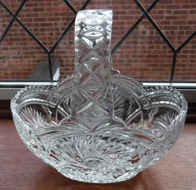 Buy Vintage Bohemia Crystal Pinwheel Heavy Cut Glass Basket • 13.99£
