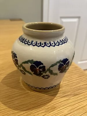 Buy Nicholas Mosse Pottery Small Blue Pansy Stoneware Vase 10cm High • 45.99£