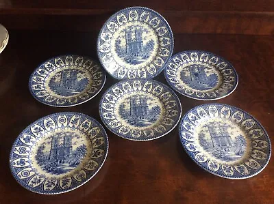 Buy 6 Plates Broadhurst Ironstone Blue And White Westminster Abbey Scene 1977, 17 Cm • 15£