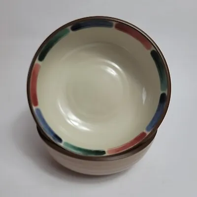 Buy TWO Noritake Stoneware 8472 Warm Sands Cereal Bowls Terracotta Blue Green Red • 26.56£