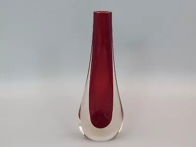 Buy Vintage Whitefriars 8 1/4 , 21cm Ruby Red Glass Teardrop Vase. • 17.99£