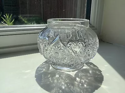 Buy Vintage Cut Glass Diamond & Star Cut Glass Rose Bowl • 0.99£