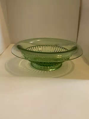 Buy Vintage Art Deco Rolled Rim Green Glass Bowl Mid Century Collectable  • 7.50£