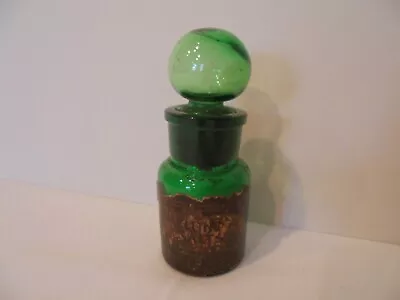 Buy Antique  Green Glass Smelling Salts Bottle With Stopper & Label - Height 4  • 4.99£
